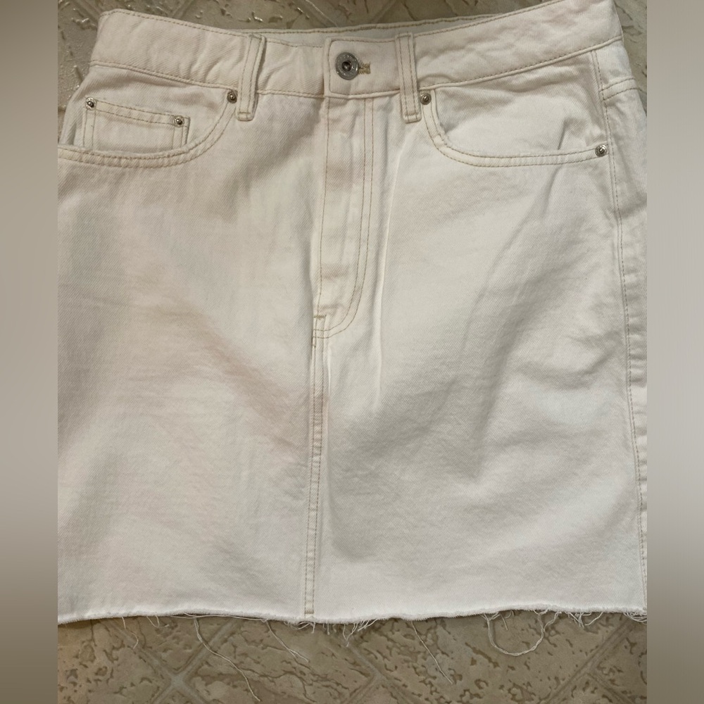 Zara white denim skirt